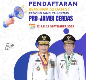 Pendaftaran Beasiswa S2 dan S3 Pro Jambi Cerdas 2025 Resmi Dibuka, Cek Syarat dan Link Pendaftaran