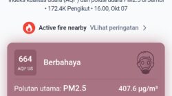 Kabut Asap Makin Pekat, ISPU Kota Jambi Melejit ke Angka 664